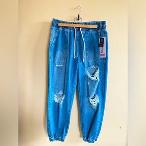 BNWT Celebrity Pink Jogger Ripped Jeans with Elastic Waist